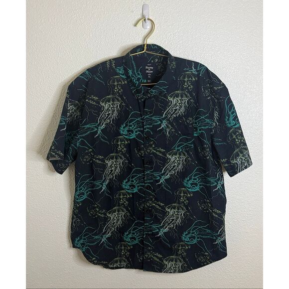 Artistry in Motion-Black and Teal Jellyfish button up Shirt-regular fit -Size XL - Picture 2 of 6